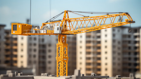 Generative AI : Crane and building construction big building constructionの素材