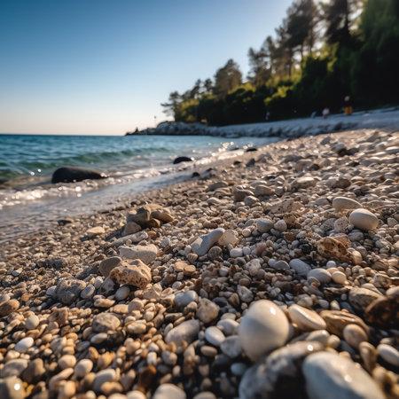 Generative AI : Croatia Summer Sunny day Rocky shore of the Adriatic Sea Tourist season Popular holiday destinationの素材