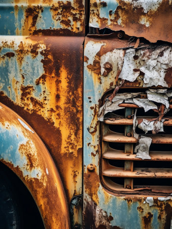 Generative AI : Damage closeup on white truckの素材