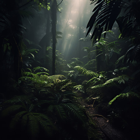 Generative AI : Deep tropical jungle in darknessの素材