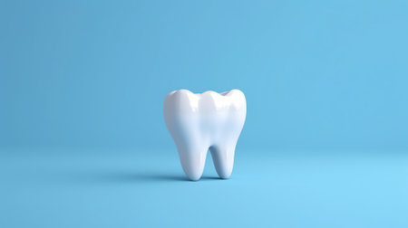 Generative AI : Dentist hand with healthy white tooth model and dentist mirror on a blue background Copy space Teeth care dental treatment tooth extraction implant concept Dental cの素材