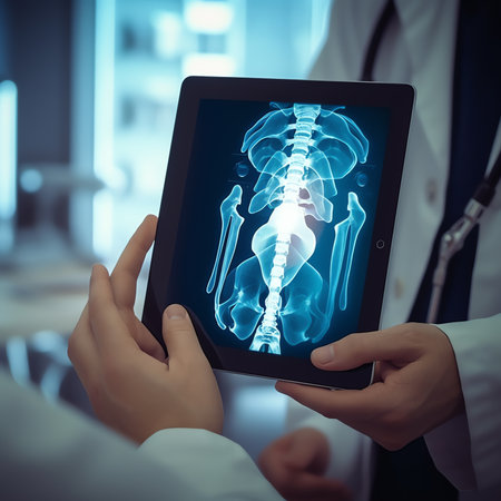 Generative AI : Doctor using digital tablet find information patient medical history at the hospital Medical technology conceptの素材