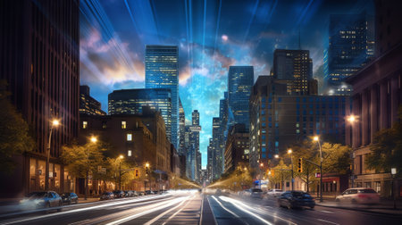 Generative AI : Dialy Life in Night Time Downtown Torontoの素材