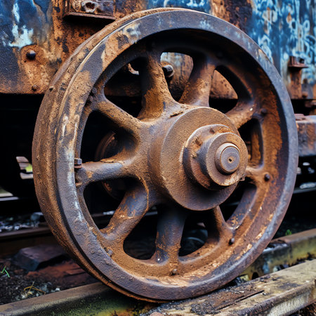Generative AI : Detail of rotating boat lifting wheel at Falkirk in central Scotlandの素材