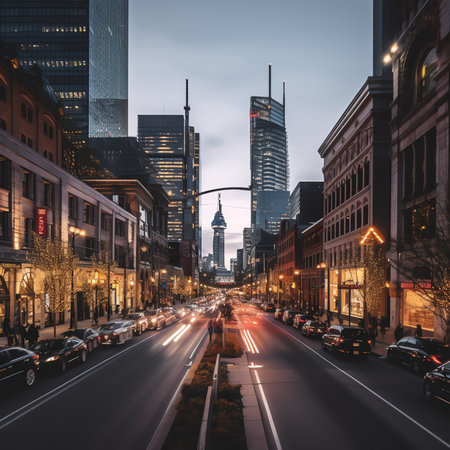 Generative AI : Dialy Life in Night Time Downtown Torontoの素材