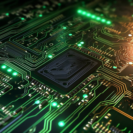 Generative AI : Electronic circuit board close upの素材