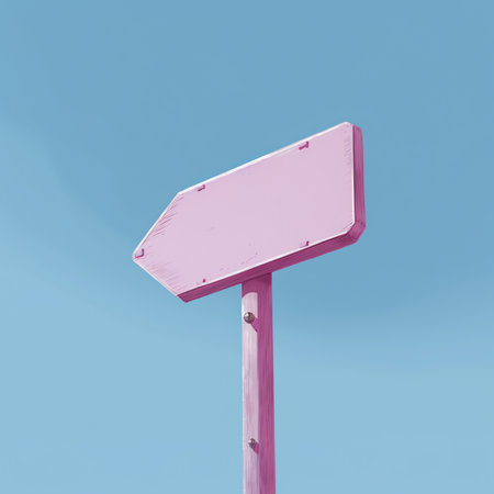Generative AI : Empty street sign on metal post cloudy sky in the backgroundの素材