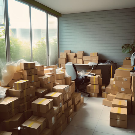 Generative AI : Environmental friendly paper bubble wrap Products packed with paper cushioning in a box and paper packaging tape Packaging cushioning material made of paper for envの素材