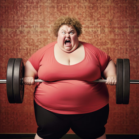 Generative AI : Fat woman use measuring tape after doing fitness try hard to lose weight in gymoverweight woman in black sportswear measure her waist checking weight lost in fitnesの素材