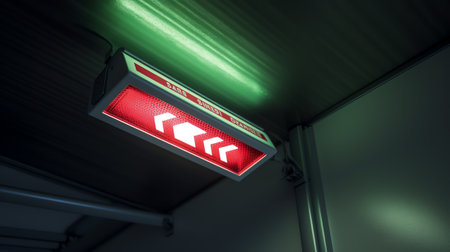 Generative AI : Exit sign in passenger airplane Emergency exit sign on airplane Exit airplane signの素材