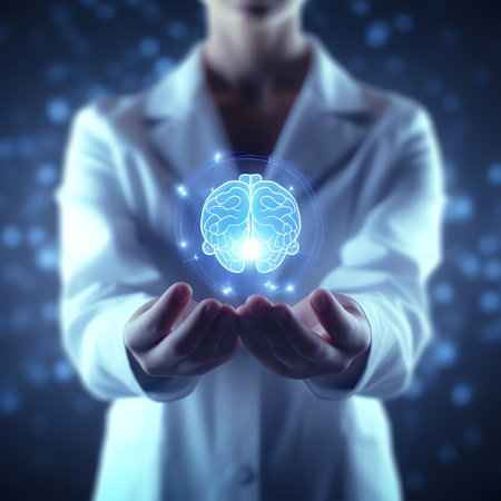 Generative AI : Female doctor holding virtual Lungs in hand Handrawn human organ copy space on right side raw photo colors Healthcare hospital service concept stock photoの素材