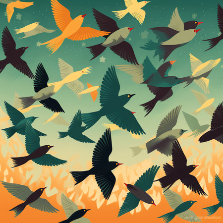 Generative AI : Flying birds background for youの素材