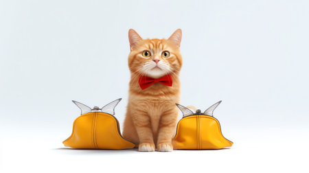 Generative AI : Funny education idea with red catの素材