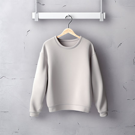 Generative AI : Gray clothing on the hangersの素材