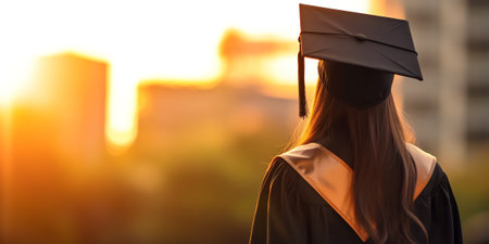 Generative AI : Graduates of the University businessman holding hats along with success filter tone outdoor sunny in the morning office background New graduate start working on theの素材