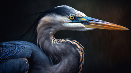 Generative AI : Great blue heron Ardea cinerea is the largest American heron hunting small fish insect rodents reptiles small mammals birds and especially ducklingsの素材