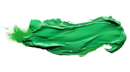 Generative AI : Green paint blots isolated on white backgroundの素材