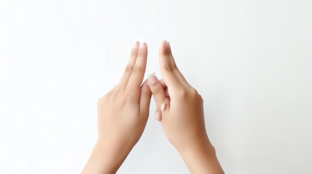 Generative AI : Hands showing simple mathematical formula Isolated on white backgroundの素材