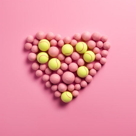 Generative AI : Heart shape red sponge and yellow rubber gloves on pink background Minimal creative cleaning service conceptの素材