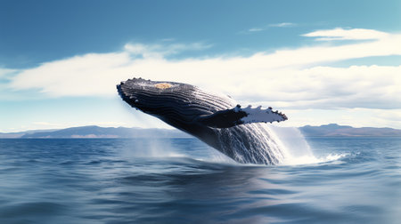 Generative AI : Humpback whale in its full glory around the Pacific Oceanの素材