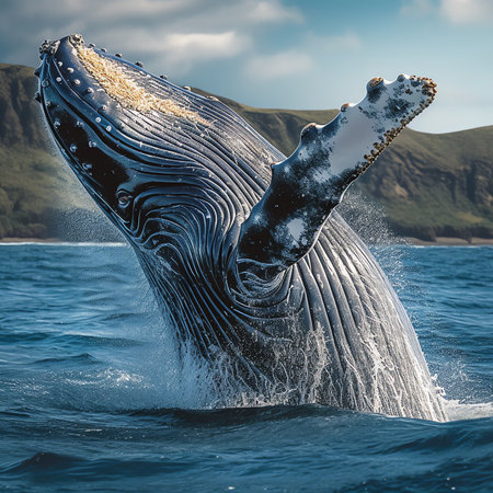 Generative AI : Humpback whale in its full glory around the Pacific Oceanの素材