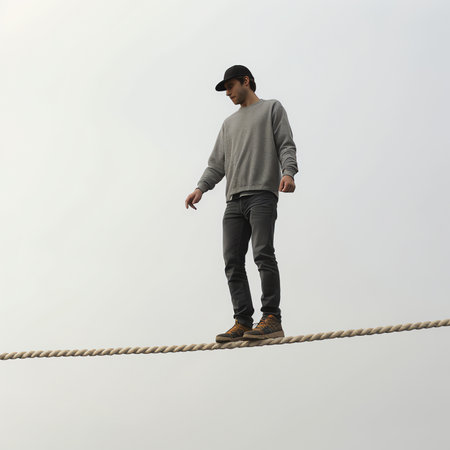 Generative AI : Man jumping rope on bleacher low sectionの素材