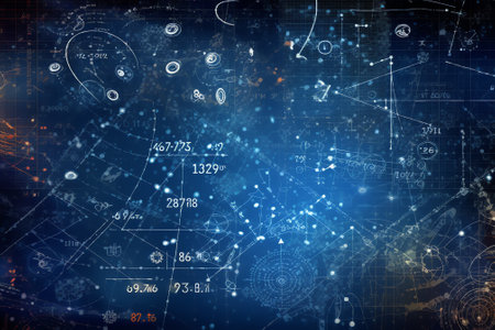Generative AI : Mathematical and physical formulas against the background of a galaxy in universe Space Background on the theme of science and education Elements of this image furnの素材