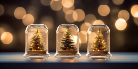 Generative AI : Merry Christmas and happy new year concept Close up Elegant Christmas tree in glass jar decorationの素材