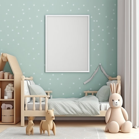 Generative AI : Modern child room interior with comfortable bed and deskの素材