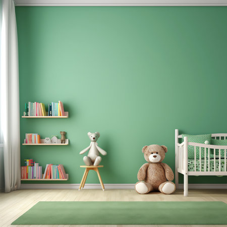 Generative AI : Modern child room interior with comfortable bed and deskの素材