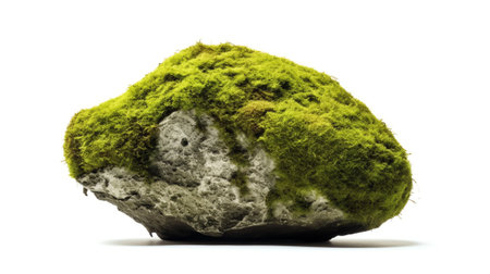 Generative AI : Moss green on rock white backgroundの素材