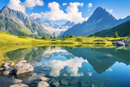 Generative AI : Outdoor activities in the Swiss Alps Bernese Oberland Switzerlandの素材