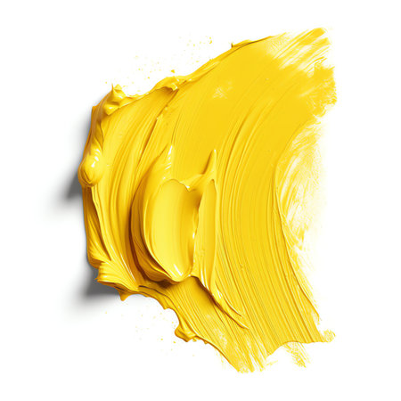 Generative AI : Orange yellow brush stroke isolated on white background Orange abstract stroke Colorful oil paint brush strokeの素材