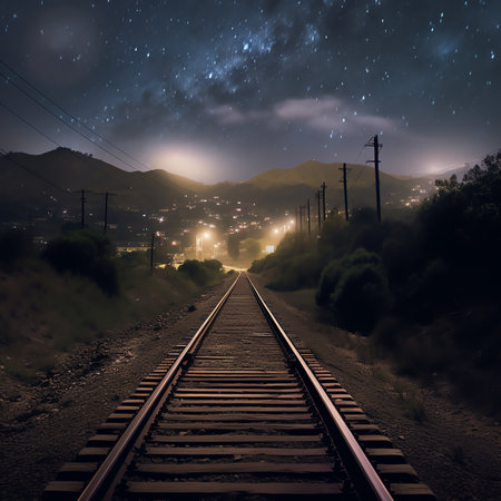 Generative AI : Orion constellation over train tracksの素材