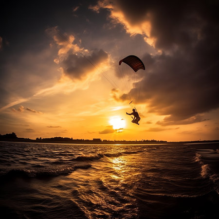 Generative AI : People parasailing at sunset in Clearwater Beach Floridaの素材
