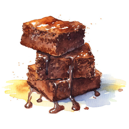 Generative AI : Pieces of fresh brownie on white background Delicious chocolate pieの素材
