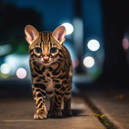 Generative AI : Portrait of a rare South American Margay Leopardus wiediiの素材