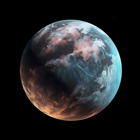 Generative AI : Planet Neptune The planet Neptune appearing from the darkness of outer space Science fiction space wallpaper Beautiful Dark background Space wallpaper Elements of tの素材
