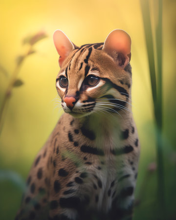 Generative AI : Portrait of a rare South American Margay Leopardus wiediiの素材