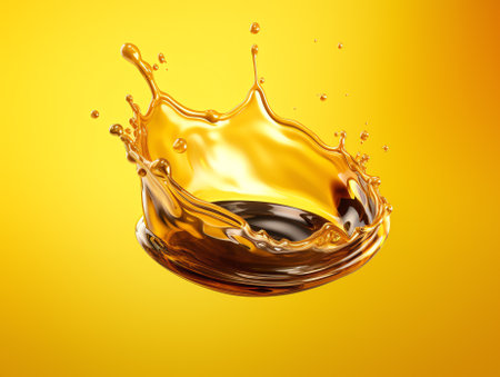 Generative AI : Pouring cooking oil closeup Freeze motion of splashing liquidの素材