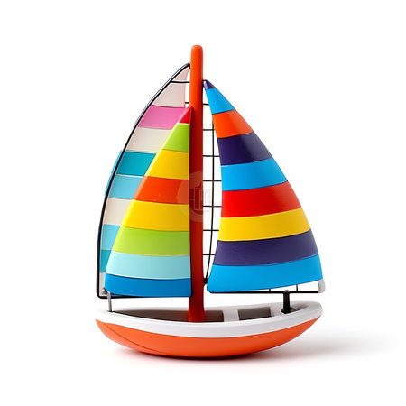 Generative AI : Sailing ship model isolated on white backgroundの素材