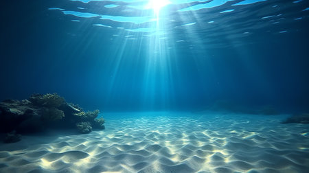 Generative AI : Sandy sea bottom Marine life Underwater backgroundの素材