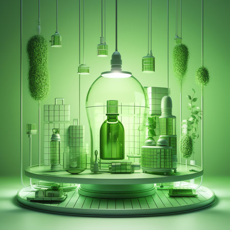 Generative AI : Scientist with natural drug research Natural organic and scientific extraction in glassware Alternative green herb medicine Natural skin care beauty products Laboraの素材