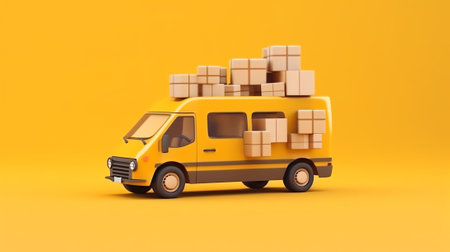 Generative AI : Small solo truck with delivery boxの素材