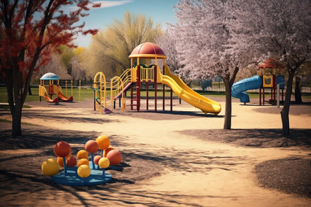 Generative AI : Small playground area in a residential area at Daybreak Utahの素材