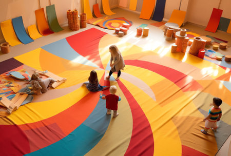 Generative AI : Symmetrical soft floor for kids for hopping or playingの素材