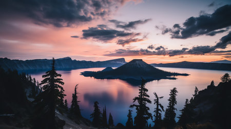 Generative AI : Taking in the View at Crater Lake National Parkの素材