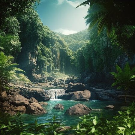 Generative AI : Tropical Rainforest LandscapeTropical forestForestの素材