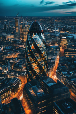 Generative AI : View between skyscrapers in Londonの素材