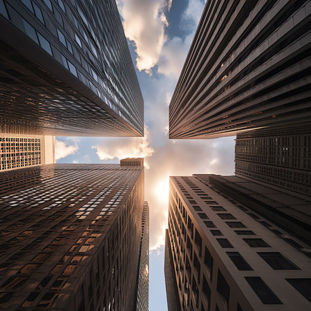 Generative AI : View between skyscrapers in Londonの素材